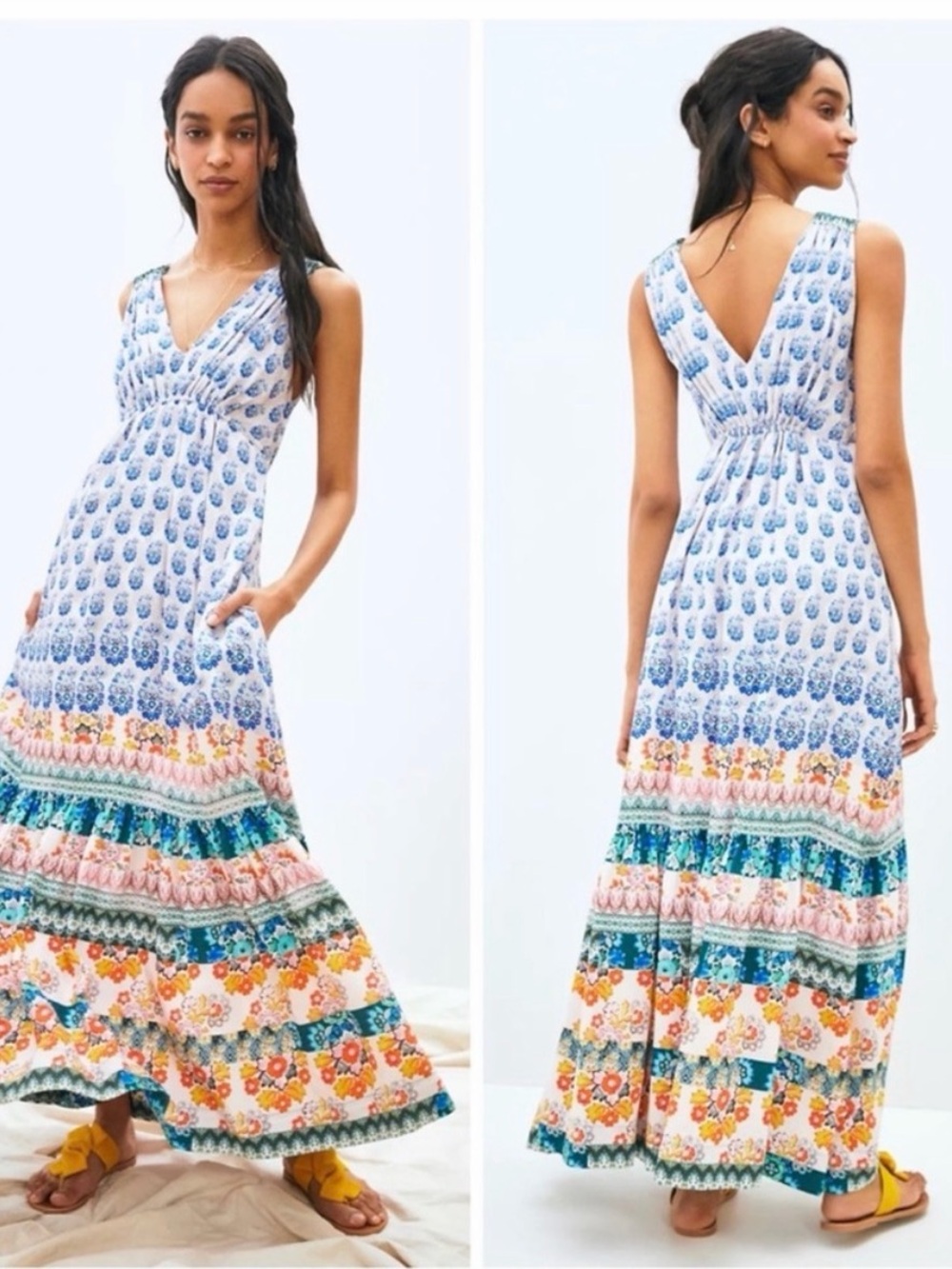 Anthropologie Multicolor Malibu Floral Maxi Dress